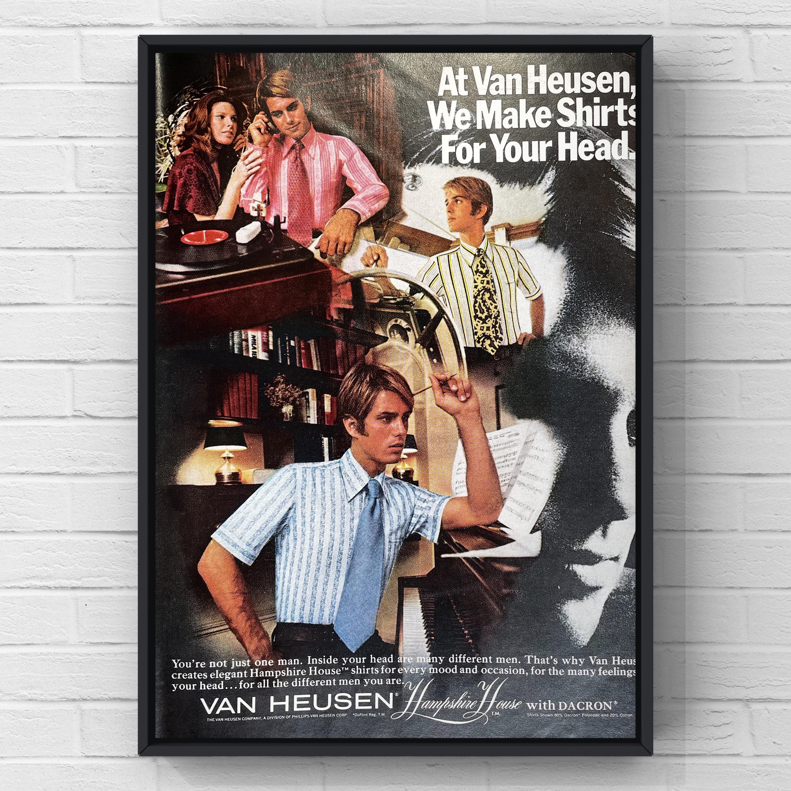 Vintage 1970s Van Heusen Kleidung 70s Man Hose Shirt Seite Ad