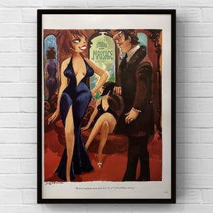 Ilustración de cómic de Playboy vintage de los años 70, dibujo divertido, página de revista de los años 70, póster de mujer, impresión, decoración del hogar, arte de pared, regalo coleccionable Dedini