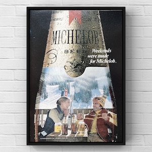 Cartel publicitario vintage de cerveza Michelob, años 70, alcohol, bar, revista, página, papel, impresión, arte de pared, decoración del hogar, regalo retro, colección original, cueva del hombre.