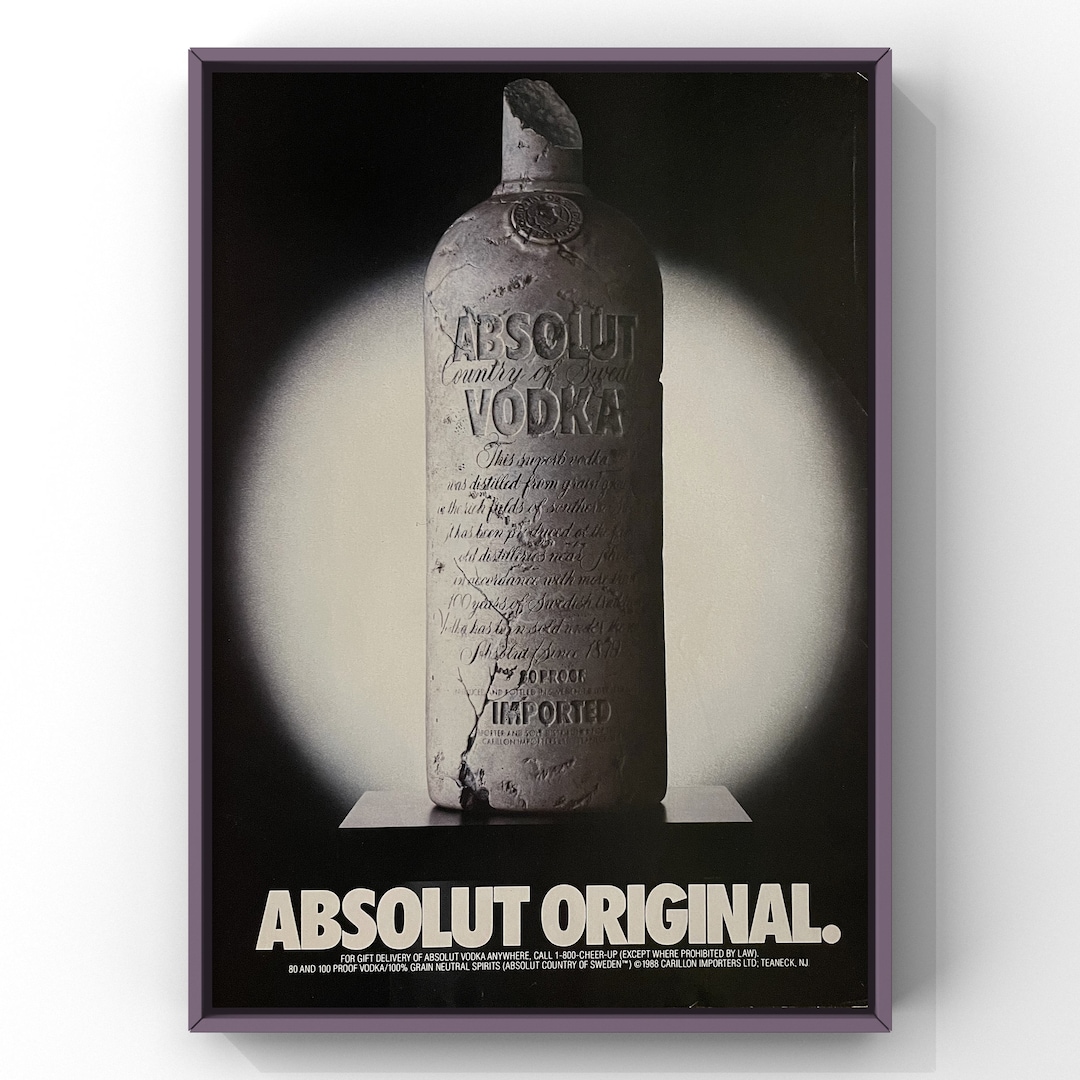 Vintage 1980s Absolut Vodka Bottle Alcohol Bar 80s Magazine Ad Etsy