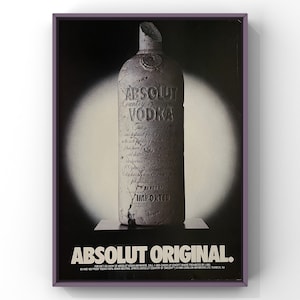 Vintage 1980s Absolut Vodka Bottle Alcohol Bar 80s Magazine Page Ad Poster Paper Print Wall Art Home Decor Retro Gift Original Collectible