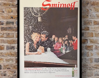 Vintage 1960s Smirnoff Vodka Alcohol Bar Party 60s Magazine Page Ad Poster Paper Print Wall Art Home Decor Retro Gift Original Collectible