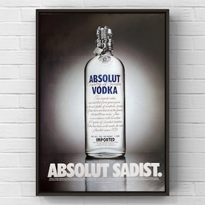 Vintage 1990s Absolut Vodka Bottle Alcohol Bar 90s Magazine Page Ad Poster Paper Print Wall Art Home Decor Retro Gift Original Collectible