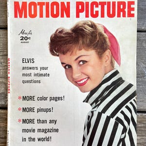 Vintage 1950s Motion Picture Magazine 1957 Elvis Soft Cover Book Retro 50s Marilyn Monroe Wall Art Poster Home Decor Ad Print Gift TV STAR