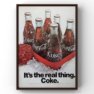 Vintage 1960s Coke Coca-Cola Soda 60s Bottle Magazine Ad Poster Paper Print Wall Art Home Decor Retro Gift Original Collectible Man Cave image 1