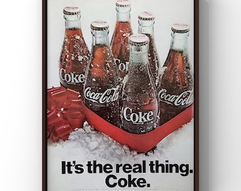 Vintage 1960s Coke Coca-Cola Soda 60s Bottle Magazine Ad Poster Paper Print Wall Art Home Decor Retro Gift Original Collectible Man Cave