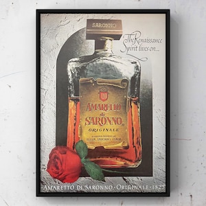 Vintage anni '80 Amaretto Di Saronno Italia Liquore Alcol Bar 80s Rivista Pubblicità Poster Carta Stampa Arte Murale Arredamento Casa Retro Regalo Originale