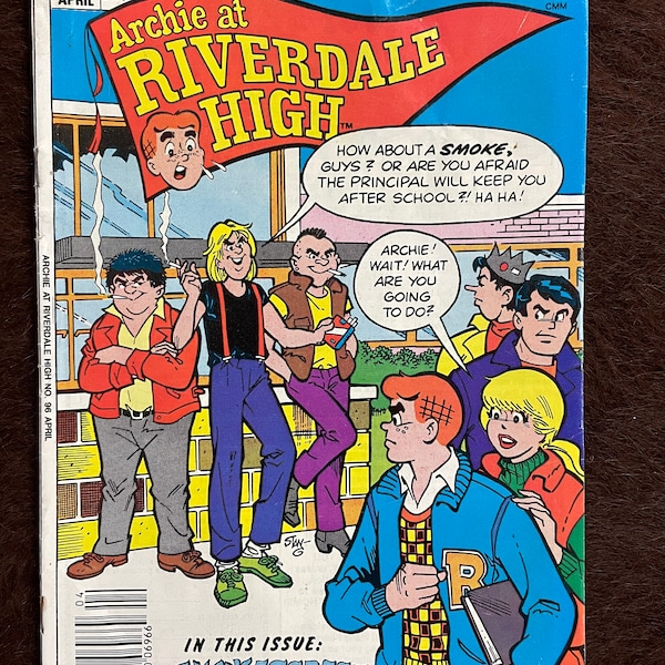 Vintage 1980s Archie at Riverdale high comic book 96 april retro comics 1984 books 80s Collectible gift jughead
