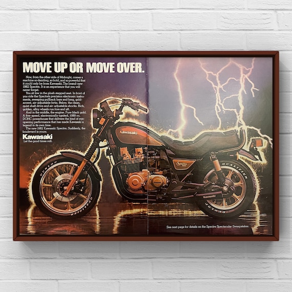 Vintage 1980s Kawasaki Motorcycle 2 Page Magazine Page Ad