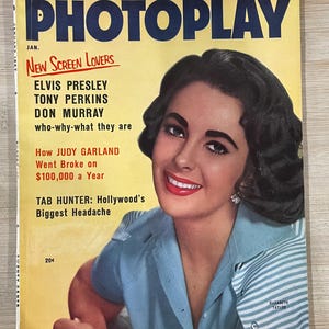 Vintage 1950s Full Magazine Movieland 1957 Elvis Liz Taylor Movies Pinup 50s Retro Book Gossip Collectible Gift Home Decor Hollywood Film TV