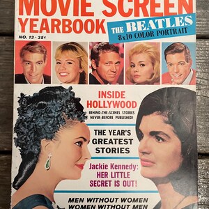 Vintage 1960s Magazine Movie Screen Yearbook 1964 Elvis Pinup 60s Retro Book Gossip Collectible Gift Home Decor Hollywood Liz Taylor Drama