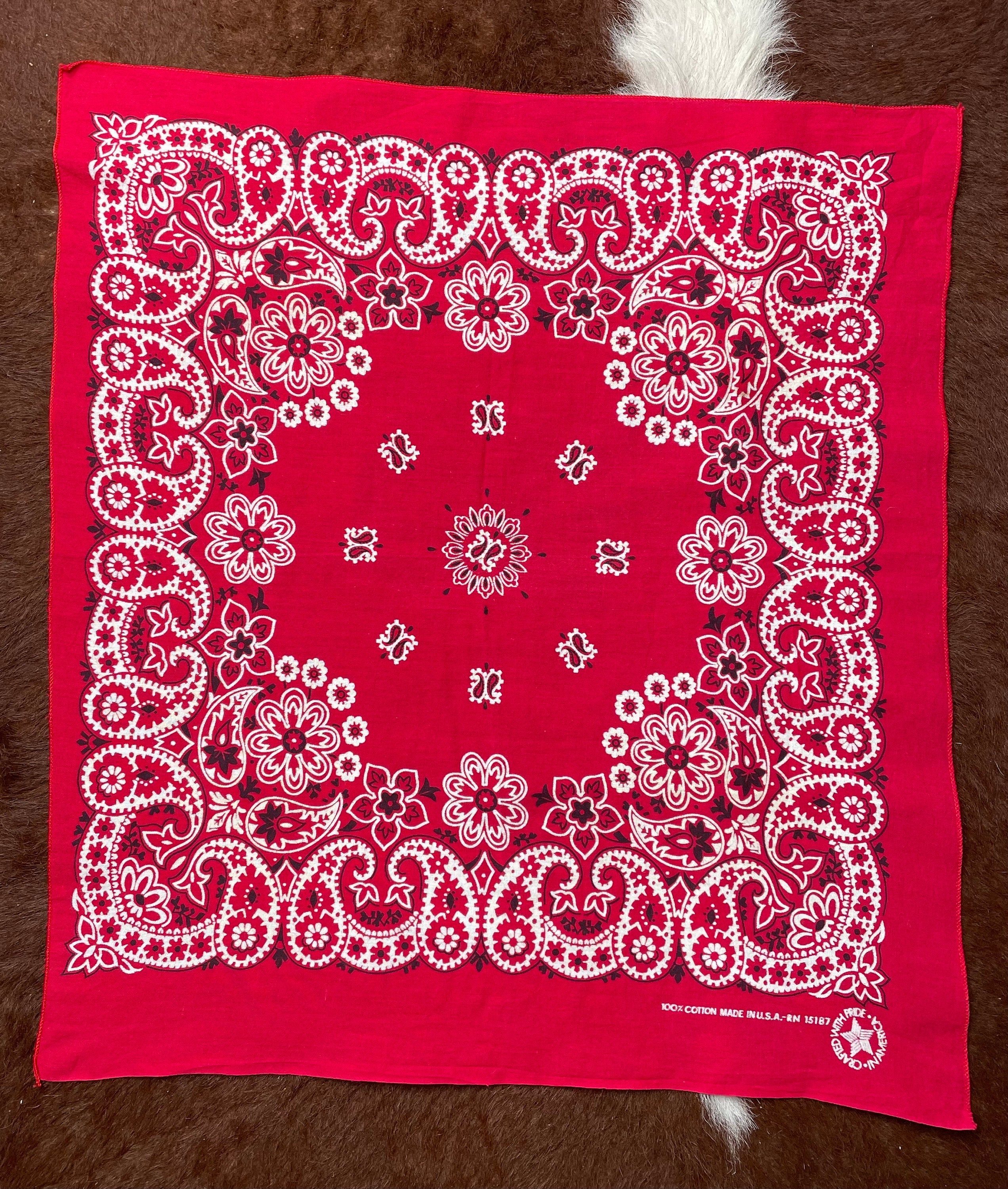 邦楽 RED CURTAIN ORIGINAL LOVE early days Sun Zero Pedra Paisley Embroidery Rustic Red Polyester 40 in