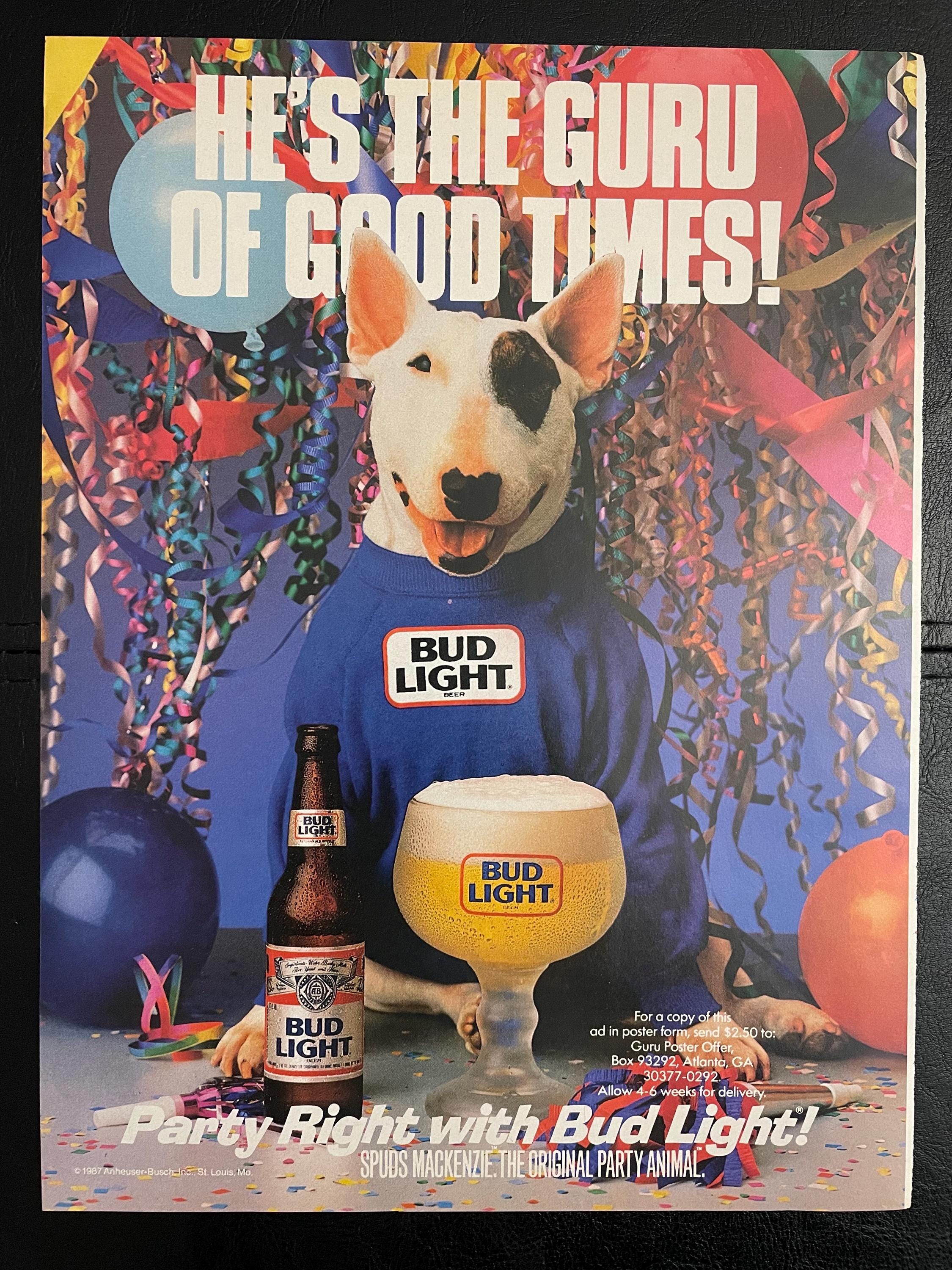 Vintage 1980s Bud Light Beer Alcohol Bar 80s Magazine Page