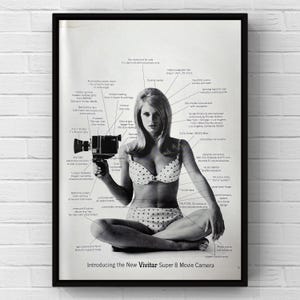 Vintage 1960s Vivitar Cameras Super 8 Camera Photography Photo Automatic Film 60s Magazine Page Ad Poster Print Wall Art Home Decor Retro