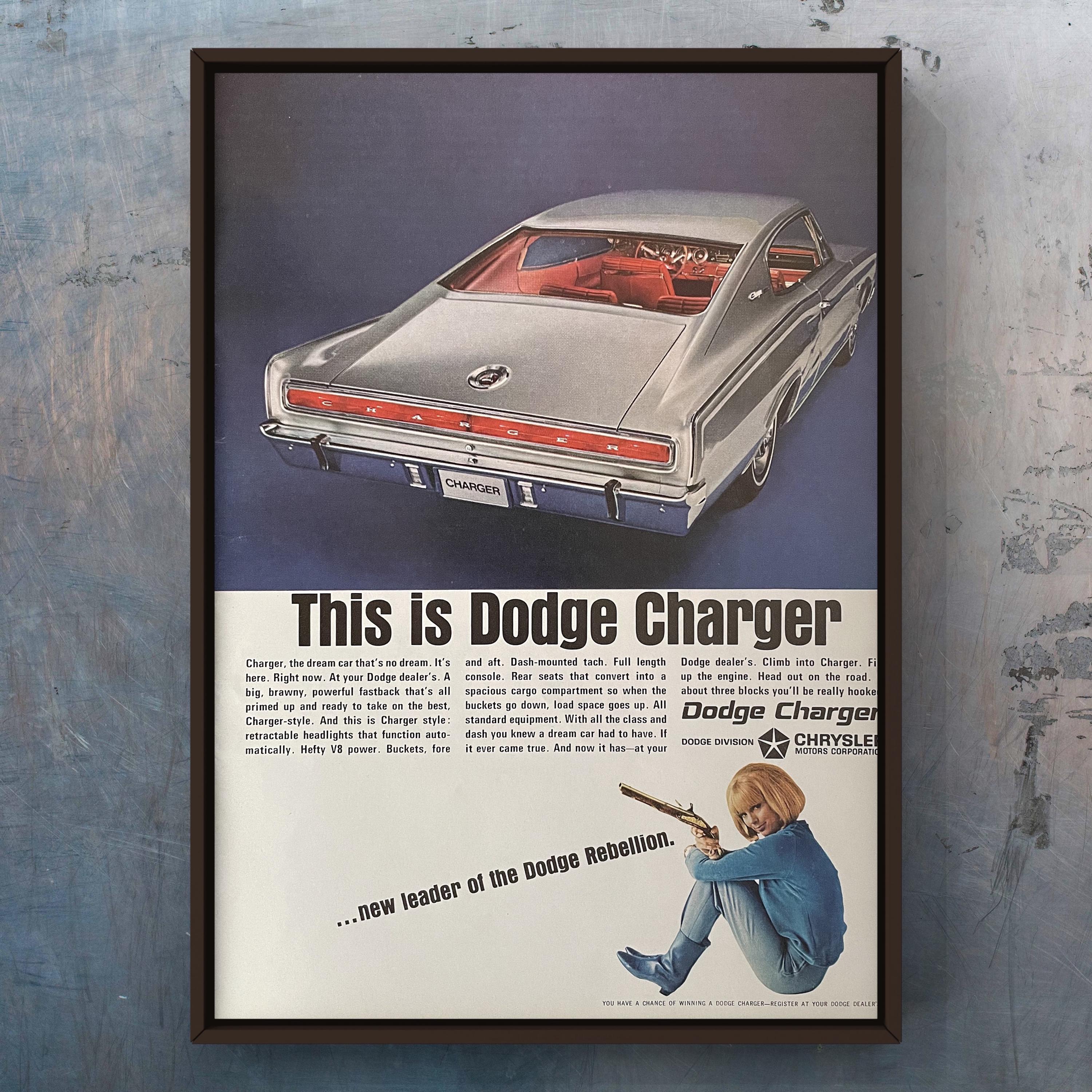 Vintage 1960s Charger Classic Car Dodge 60s Magazine Page Ad