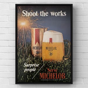 Cartel publicitario vintage de cerveza Michelob, años 70, alcohol, bar, revista, página, papel, impresión, arte de pared, decoración del hogar, regalo retro, colección original, cueva del hombre.