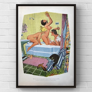 Ilustración de cómic Playboy vintage de los años 70, Dink Siegel, divertida revista de los años 70, anuncio, póster, impresión en papel, arte de pared, decoración del hogar, regalo retro original.
