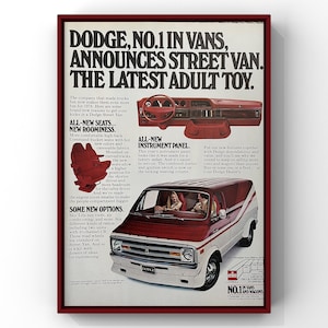 Póster vintage de camioneta Dodge de los años 70, anuncio en revista de los años 70, impresión en papel, arte de pared, decoración del hogar, regalo retro, coleccionable original, cueva del hombre
