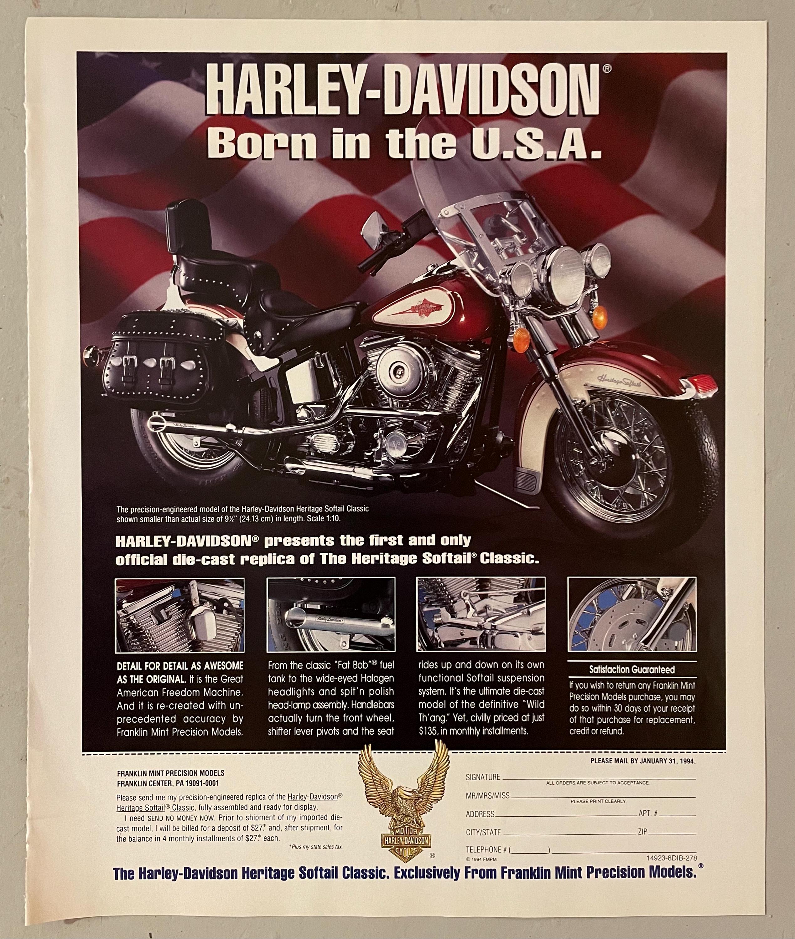 90s Harley-Davidson vintage ハーレー　ヴィンテージ Vintage 1990s Harley Davidson Motorcycle 90s Magazine Page Ad