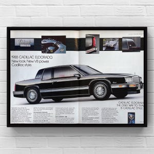Vintage 1980s Cadillac ELDORADO 80s Car Magazine 2 Page V8 Ad Poster Print Wall Art Home Decor Retro Gift Original Collectible Man Cave