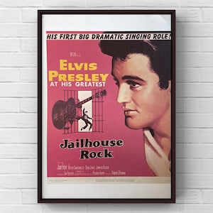 Vintage 1970s Elvis Film 70s Book Page Jailhouse Rock Poster Print Wall Art Home Decor Retro Gift Original Movie 50s Guitar 1950s Musical