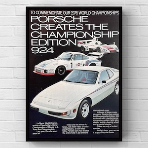 Anuncio de revista de carreras de coches clásicos PORSCHE 924 de los años 70, póster de los años 70, impresión, arte de pared, decoración del hogar, regalo retro, colección original, cueva del hombre
