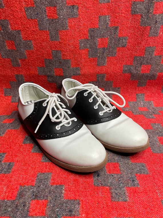 Vintage 1990s Saddle Bowling Shoes Size 7 7.5 8 1950s Style