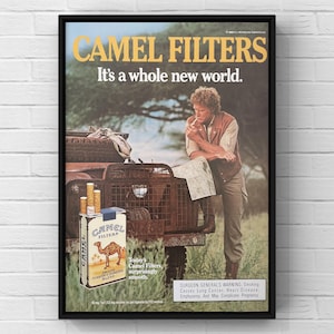 Vintage anni '80 Camel Lights sigarette 80s tabacco rivista pagina annuncio poster carta stampa arte murale arredamento casa retrò regalo originale da collezione