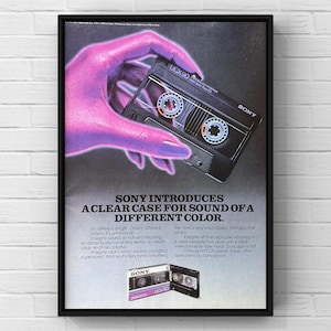Vintage 1980s Sony Sound Stereo Cassette Speakers 80s Tech Magazine Page Ad Poster Print Wall Art Home Decor Retro Gift Original Collectible