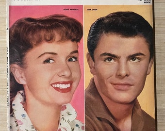 Vintage 1950s Movie Life Magazine Soft Cover Book Debbie Reynolds Retro 50s Books Clothing Wall Art Poster Home Decor Ad Print John Saxon