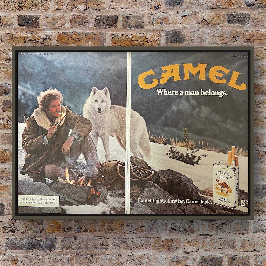 Two Wolves 80s Vintage 1980s Camel Cigarettes 2 Page Wolf 80s Magazine Ad Poster Paper ...