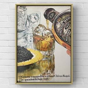 Vintage anni '70 Chivas Regal 70s Bar Scotch Whisky Rivista Pubblicità Poster Carta Stampa Arte Murale Arredamento Casa Retro Regalo Originale Collezionabile Man Cave
