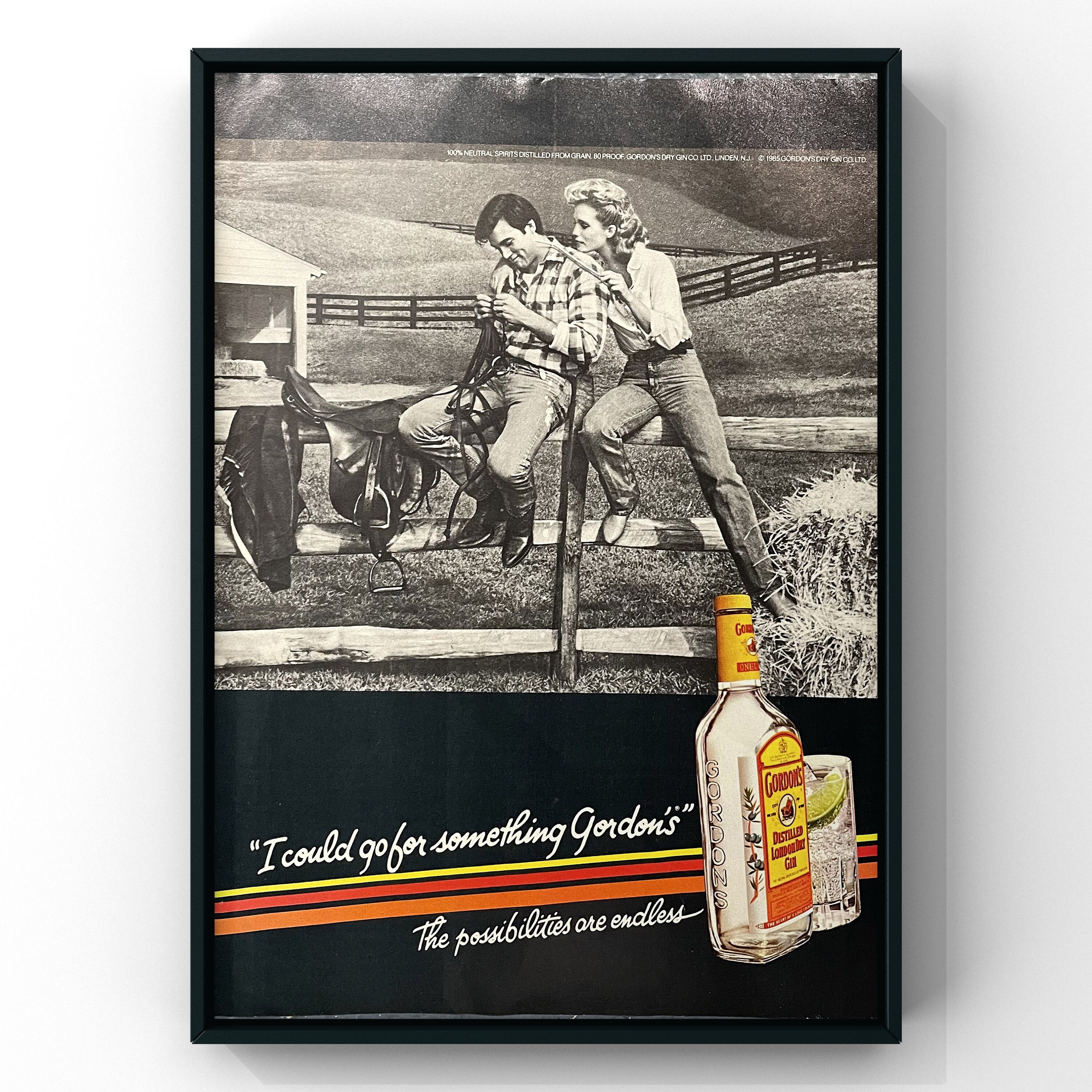 80s GORDONS GIN Advertisement 8x11 Vintage Alcohol Ad Beach 