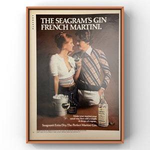 Vintage anni '70 Seagrams Gin Alcohol Bar Martini 70s Magazine Page Ad Poster Carta Stampa Wall Art Home Decor Retro Regalo Originale Da Collezione