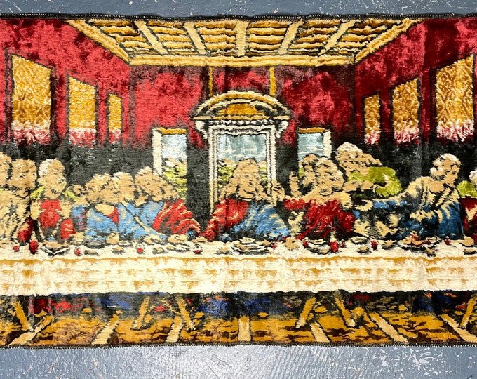 Vintage 1970s the Last Supper Jesus Christ Tapestry Rug Wall Hanging ...