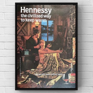 Vintage anni '80 Hennessy Cognac Bar 80s Alcohol Magazine Page Ad Poster Carta Stampa Wall Art Home Decor Retro Regalo Originale Collezionabile Spiaggia