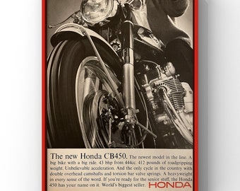Vintage 1960s Honda CB450 Motorcycle 60s Magazine Ad Poster Paper Print Wall Art Home Decor Retro Gift Original Collectible Motorcycles