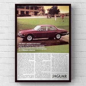 Vintage 1980s Jaguar XJ6 Classic Car 80s Magazine Page Ad Poster Print Wall Art Home Decor Retro Gift Original Collectible Man Cave Trendy
