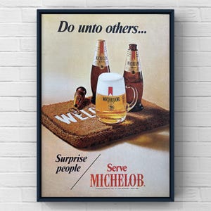 Cartel publicitario vintage de cerveza Michelob, años 70, alcohol, bar, revista, página, papel, impresión, arte de pared, decoración del hogar, regalo retro, colección original, cueva del hombre.