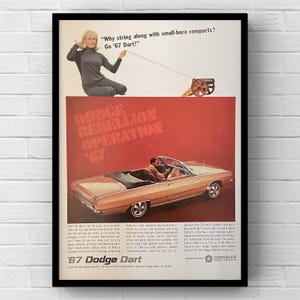 Vintage 1960er Dodge Dart Oldtimer 60er Magazin Werbung Poster Druck Wand Kunst Wohnkultur Retro Geschenk Original Man Höhle Autos Sammlerstück 67