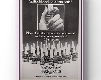 Vintage 1970s Sally Hansen Nail Polish 70s Magazine Page Ad Poster Print Wall Art Home Decor Retro Gift Original Collectible Salon Nails
