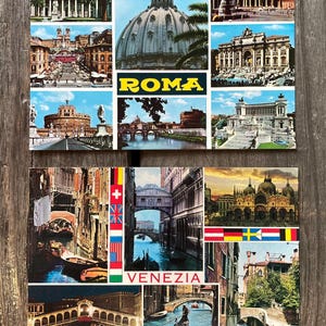 Vintage 1980s Roma Italy Postcards Cards Set Of 2 Postcard Venezia Prints 80s Collectible Gift Travel Post Card Paper Travel Earth Map World