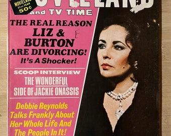 Vintage des années 1970 Movieland Magazine à couverture souple Liz Taylor Debbie Reynolds rétro des années 70 livres Maybelline Art mural affiche décoration publicité impression