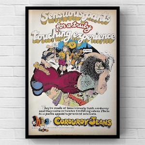 Vintage anni '70 H.I.S Jeans Abbigliamento anni '70 Uomo Pantaloni Rivista Pagina Pubblicità Poster Carta Stampa Arte Murale Arredamento Casa Retro Regalo Originale Da Collezione