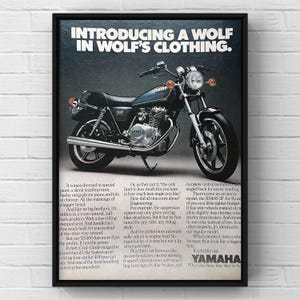 Vintage 1970s Yamaha Motorcycle XS400 Bike 70s Magazine Ad Poster Paper Print Wall Art Home Decor Retro Gift Original Collectible Man Cave