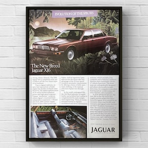 Vintage 1980s Jaguar XJ6 Classic Car 80s Magazine Page Ad Poster Print Wall Art Home Decor Retro Gift Original Collectible Man Cave Trendy