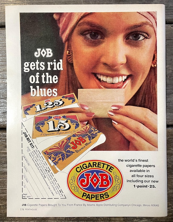 1970s vintage poster USA製 Vintage 1970s Rolling Papers Cigarettes Job Paper Smoking