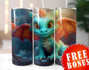 3d dragon tumbler wrap, Sublimation Seamless Designs - 20oz and 30oz  Skinny Tumbler, dragon tumbler, dragon design, cute dragon tumbler