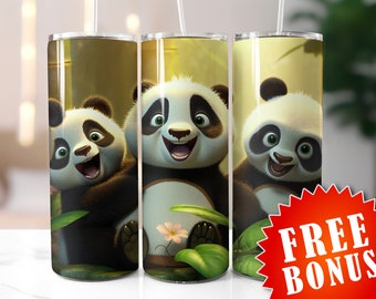 Seamless Cute Panda tumbler wraps, 20oz and 30oz Sublimation Tumbler, Straight and Tapered Skinny Tumbler Wrap PNG, Panda tumbler png, PNG