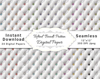 Tufted Beads Pattern Digital Paper-Quilted backgrounds, Tufted digital paper, printable quilting texture, tufted background, quilted texture